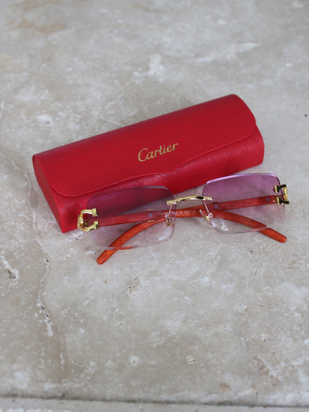 Cartier Rimless Gradient Sunglasses in Purple and Pink